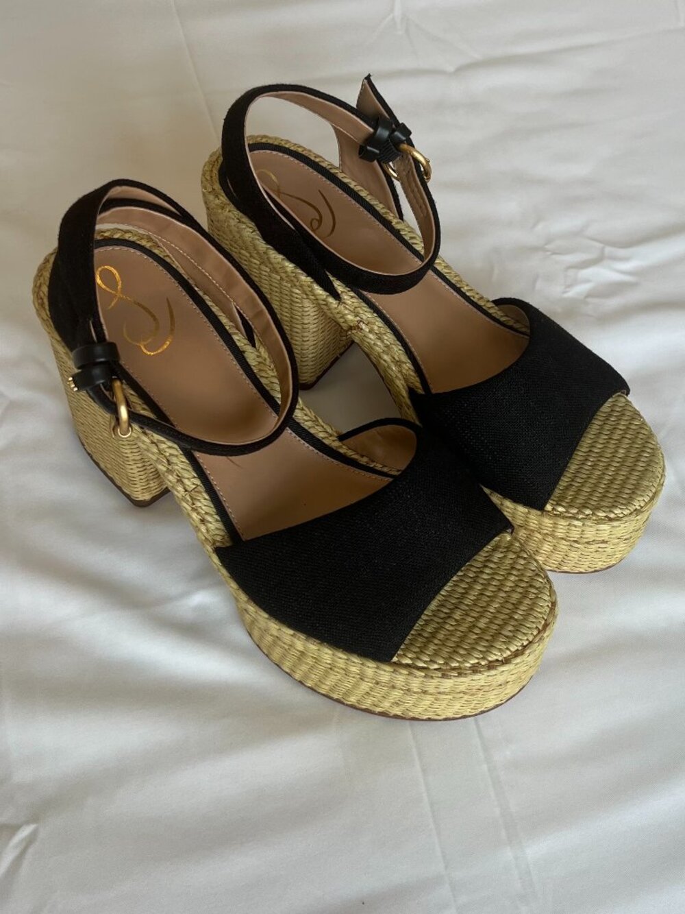 Sam Edelman Immie Platform Heels Espadrille Black Sandals Black Size 10